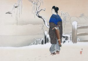 水野年方「三井好都のにしき　朝の雪」1904